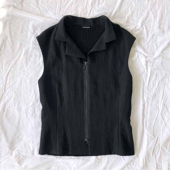 Annette Gortz Jackets & Blazers - Annette Gortz Nandi Black Wool Blend Knit Back Full Zip Jacket Vest